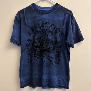 AFFLICTION Men's T-shirt Med Short Sleeve Distressed Blue